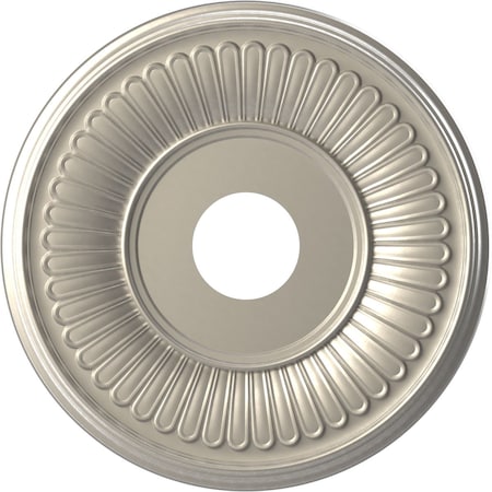 Ekena Millwork Berkshire PVC Ceiling Medallion (Canopies up to 7"), 16"OD x 3 1/2"ID x 1"P, Bright Coat Aluminum CMP16BEBAL